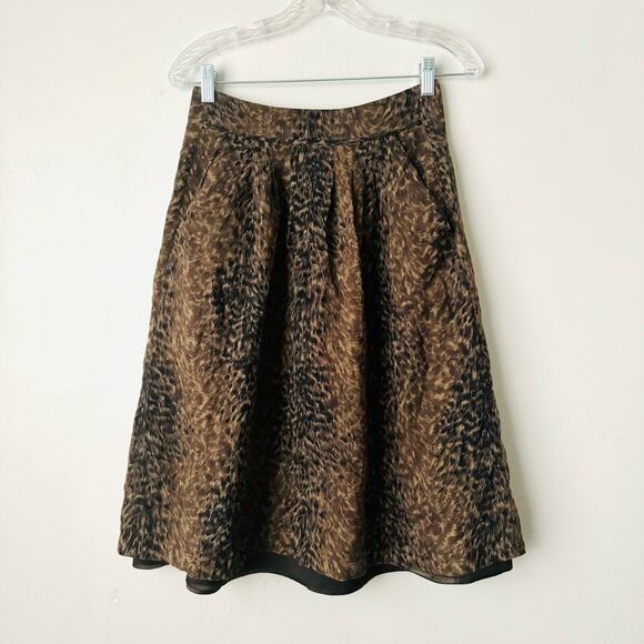 Ellie Tahari skirt animal print layered tier below the knee midi pocket skirt 4 - Picture 1 of 10
